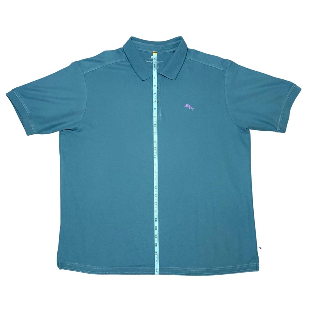 Tommy Bahama Polo Shirt Teal Blue Short Sleeve Supima Blend Mens XL - Picture 6 of 10